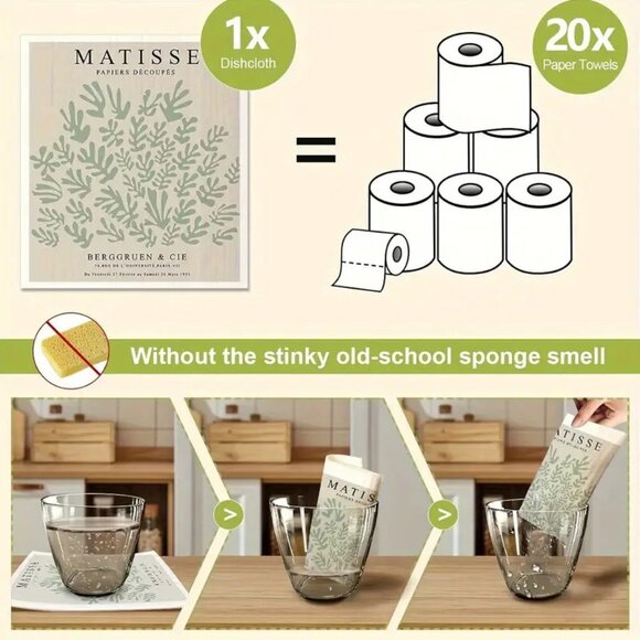 NEW Set of 6 Swedish Dishcloths - European Artists Parisian Designs, Reusable - Picture 2 of 7